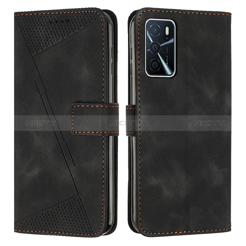 Funda de Cuero Cartera con Soporte Carcasa Y08X para Oppo A16 Negro