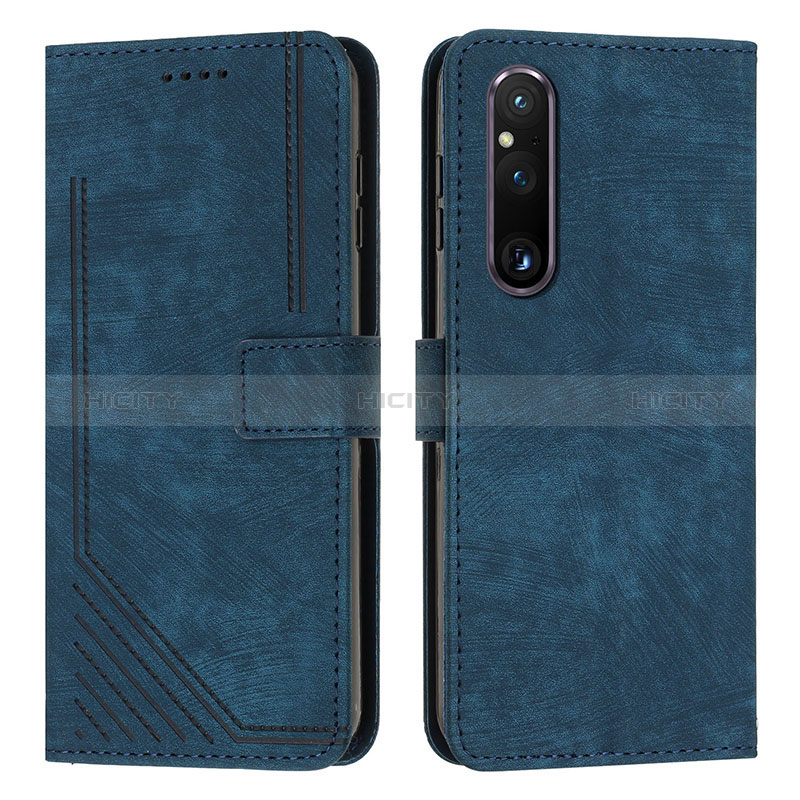 Funda de Cuero Cartera con Soporte Carcasa Y08X para Sony Xperia 1 V Azul