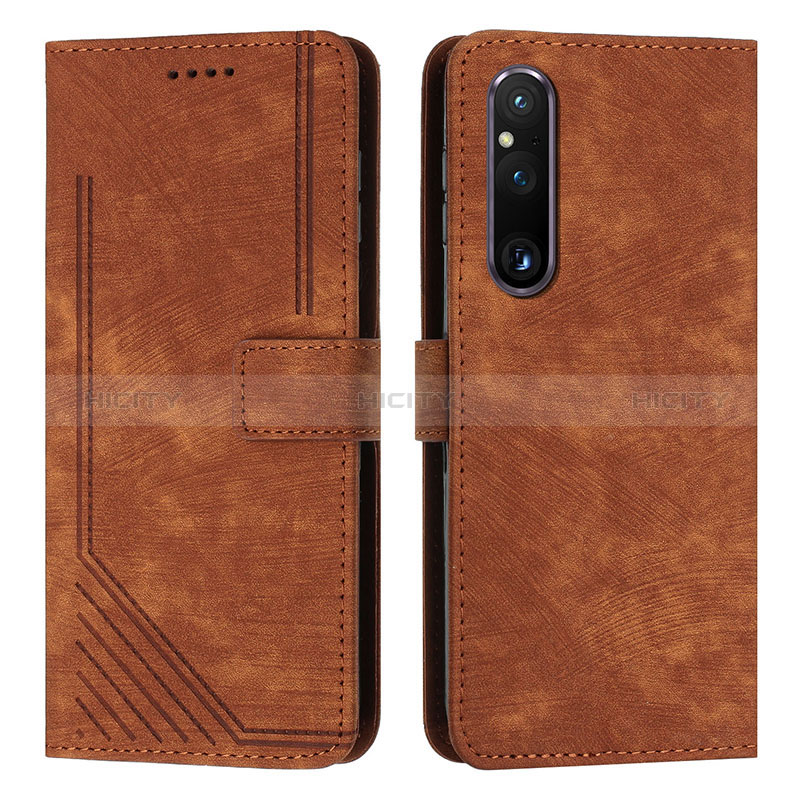 Funda de Cuero Cartera con Soporte Carcasa Y08X para Sony Xperia 1 V Marron