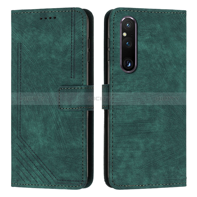 Funda de Cuero Cartera con Soporte Carcasa Y08X para Sony Xperia 1 V Verde