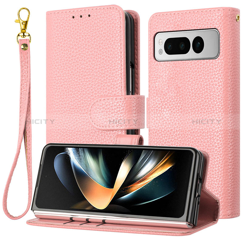 Funda de Cuero Cartera con Soporte Carcasa Y09X para Google Pixel Fold 5G Oro Rosa