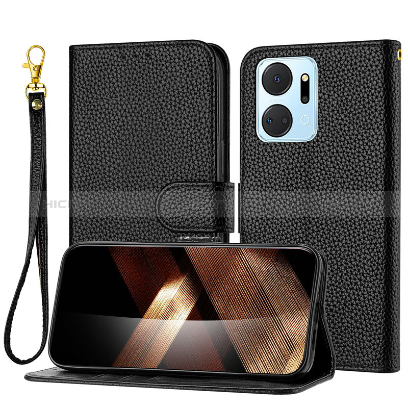 Funda de Cuero Cartera con Soporte Carcasa Y09X para Huawei Honor X7a Negro