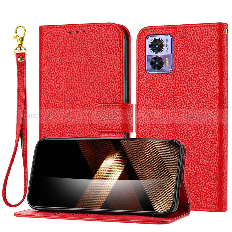 Funda de Cuero Cartera con Soporte Carcasa Y09X para Motorola Moto Edge 30 Lite 5G Rojo