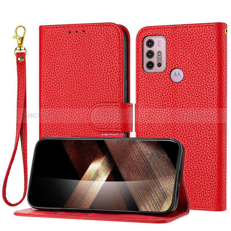 Funda de Cuero Cartera con Soporte Carcasa Y09X para Motorola Moto G20 Rojo