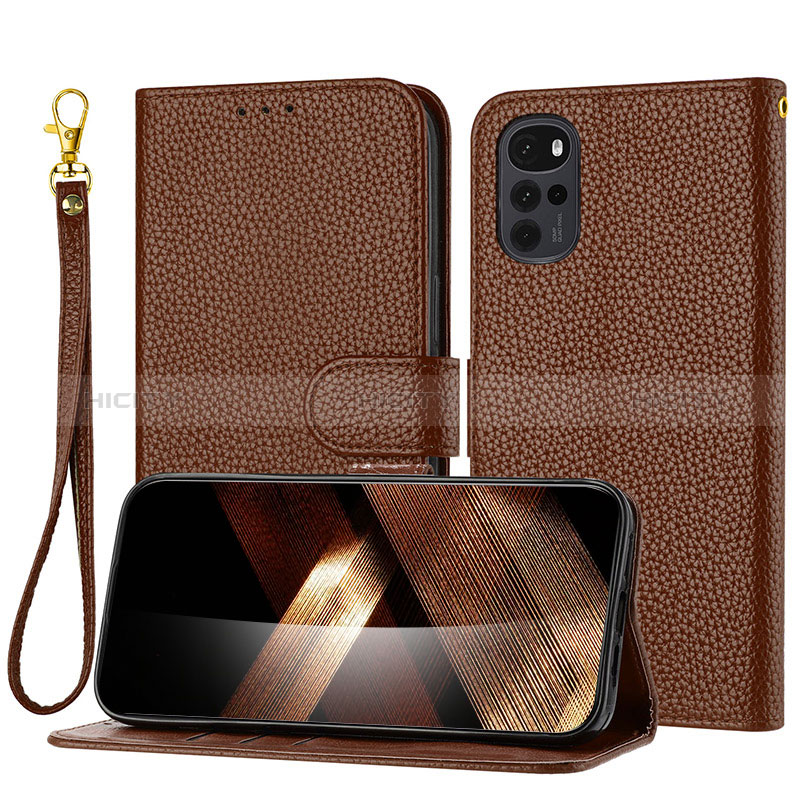 Funda de Cuero Cartera con Soporte Carcasa Y09X para Motorola Moto G22 Marron