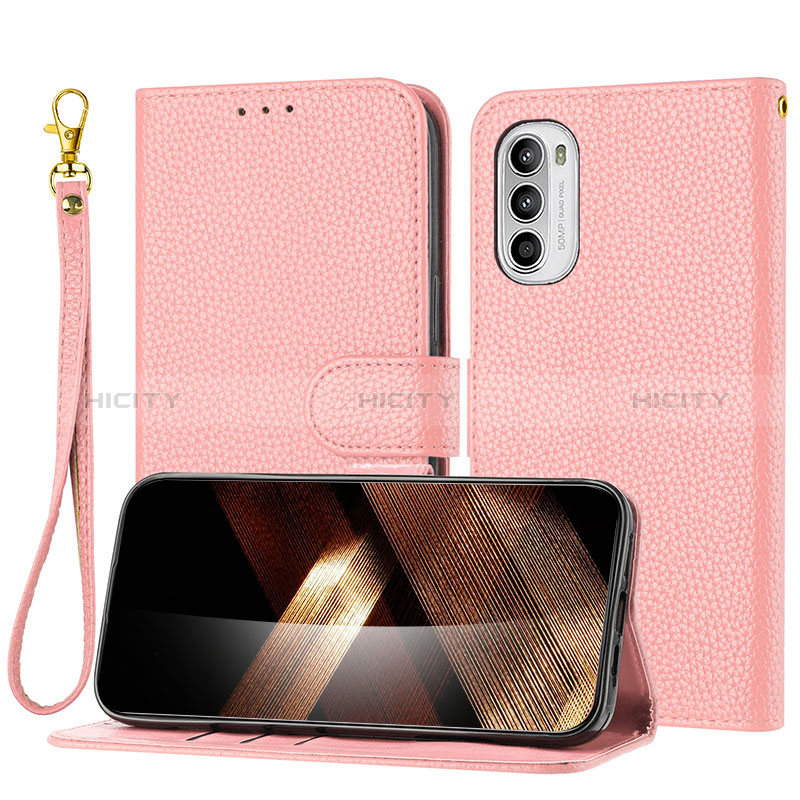 Funda de Cuero Cartera con Soporte Carcasa Y09X para Motorola MOTO G52 Oro Rosa