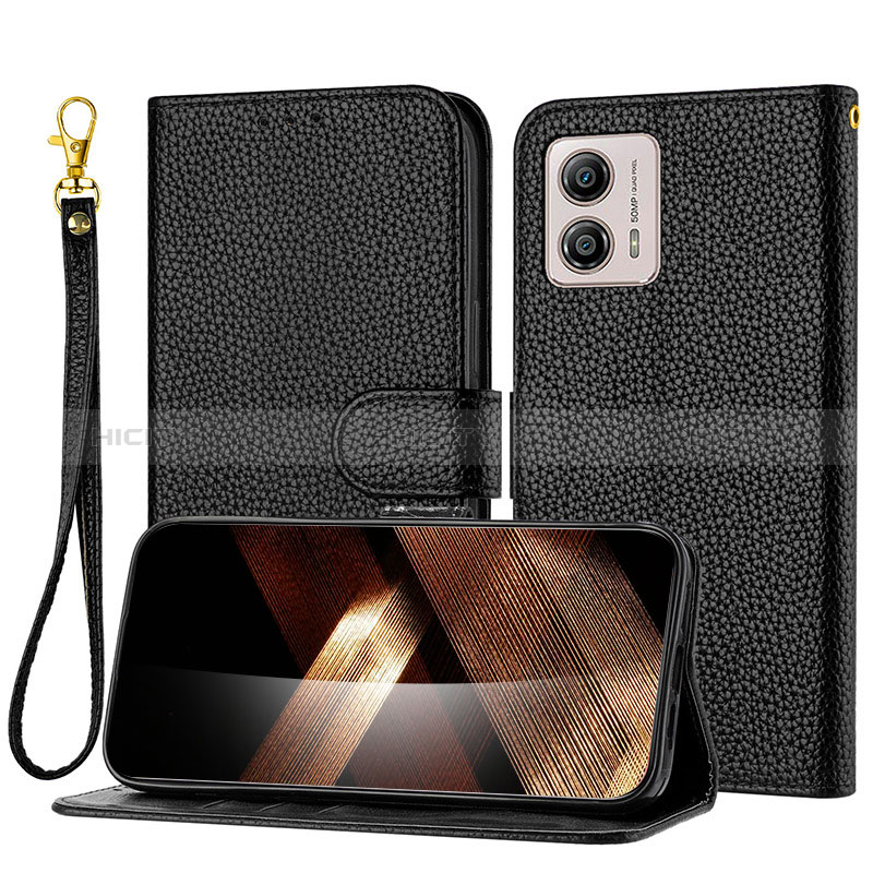 Funda de Cuero Cartera con Soporte Carcasa Y09X para Motorola Moto G53 5G Negro