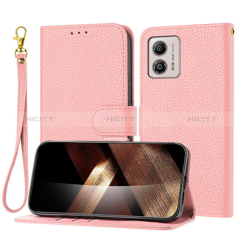 Funda de Cuero Cartera con Soporte Carcasa Y09X para Motorola Moto G53 5G Oro Rosa