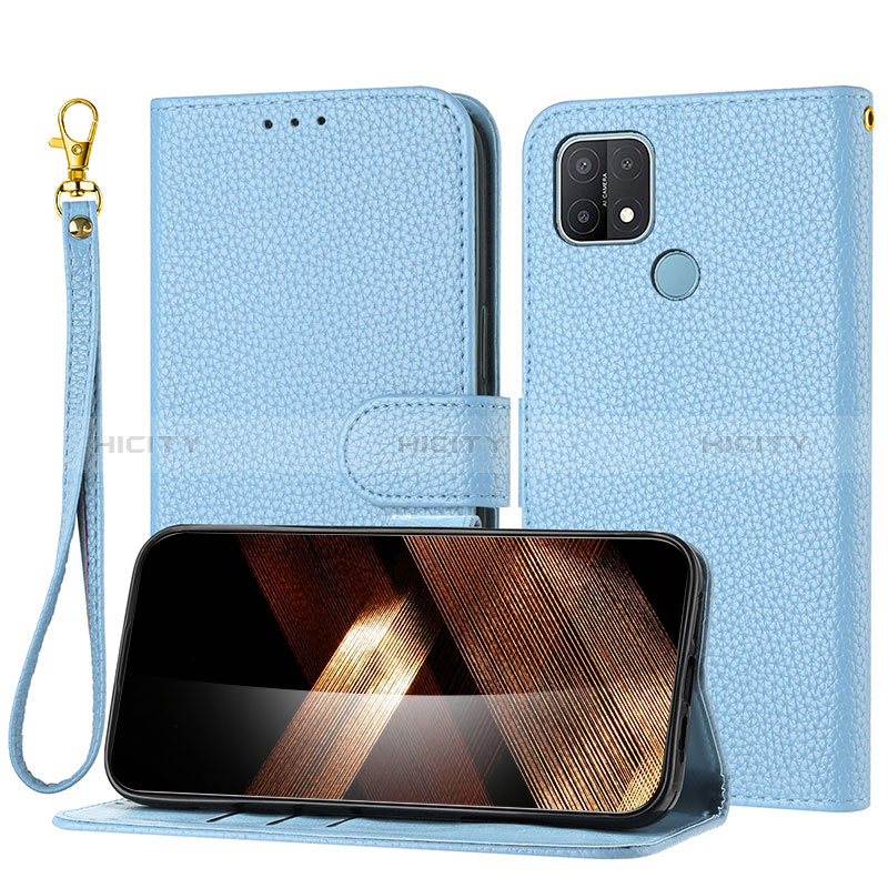 Funda de Cuero Cartera con Soporte Carcasa Y09X para Oppo A35 Azul