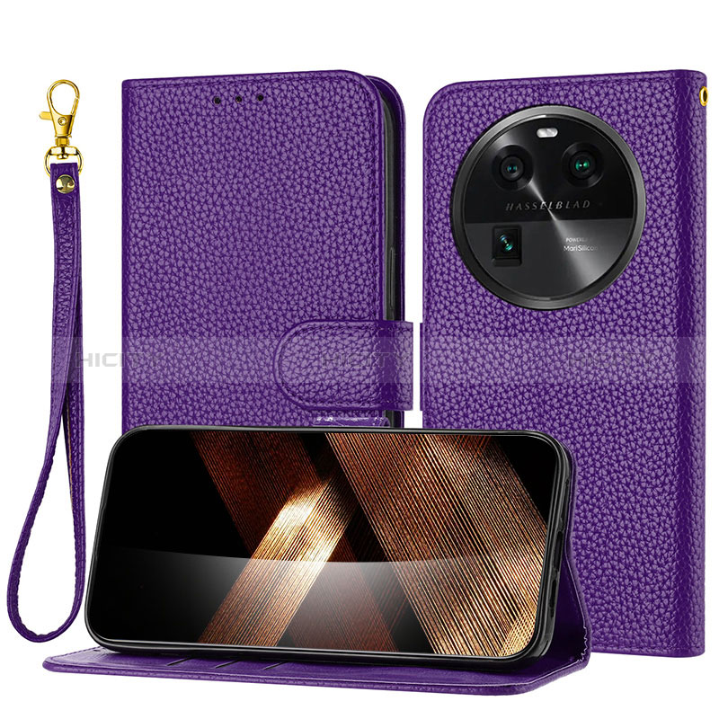 Funda de Cuero Cartera con Soporte Carcasa Y09X para Oppo Find X6 Pro 5G Morado