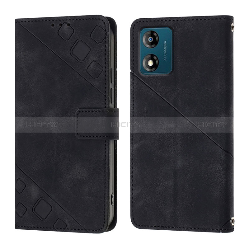 Funda de Cuero Cartera con Soporte Carcasa YB1 para Motorola Moto E13 Negro