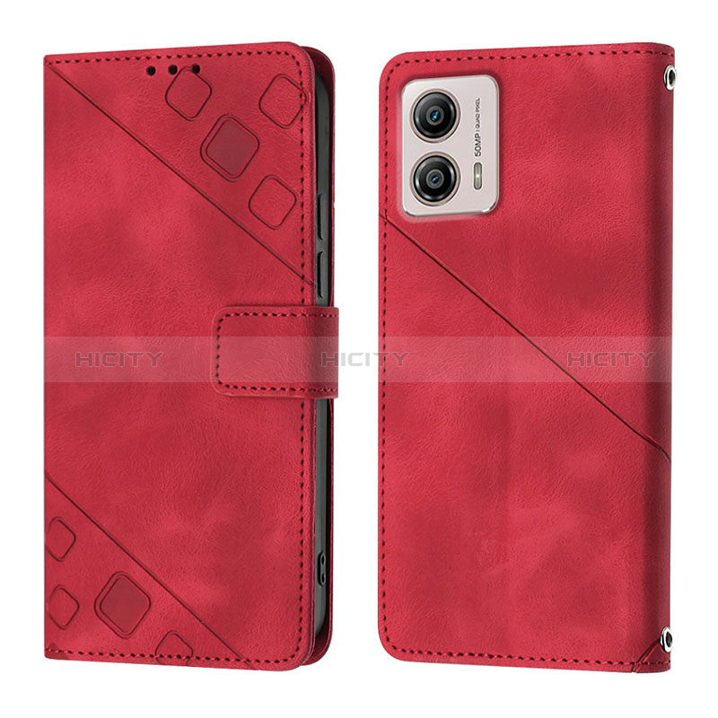 Funda de Cuero Cartera con Soporte Carcasa YB1 para Motorola Moto G53 5G Rojo