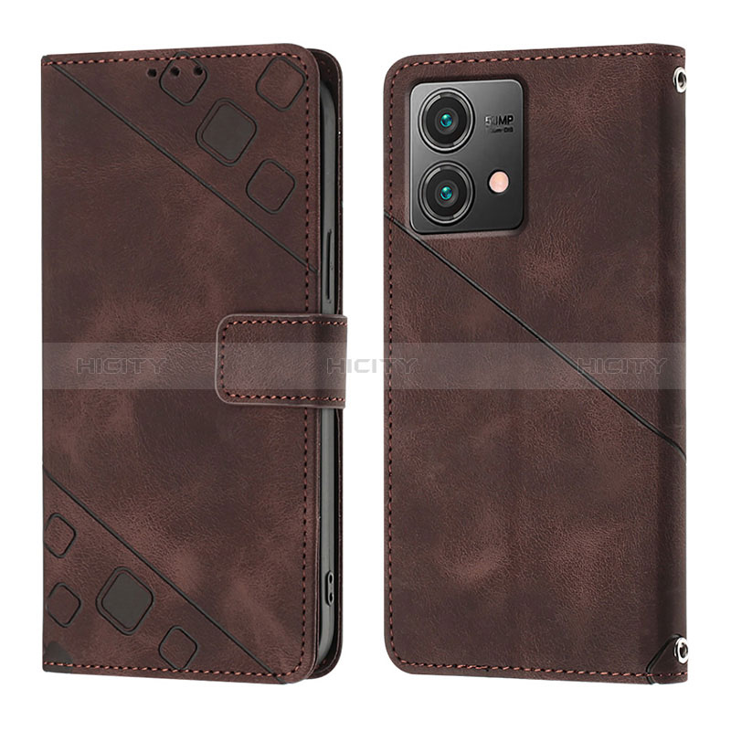 Funda de Cuero Cartera con Soporte Carcasa YB1 para Motorola Moto G84 5G Marron