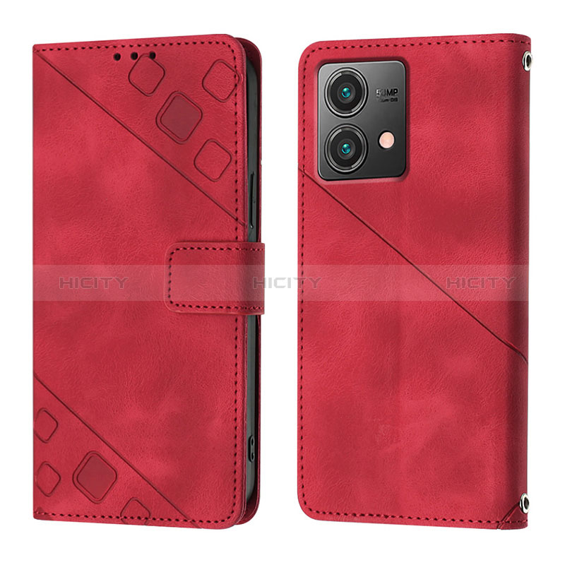 Funda de Cuero Cartera con Soporte Carcasa YB1 para Motorola Moto G84 5G Rojo