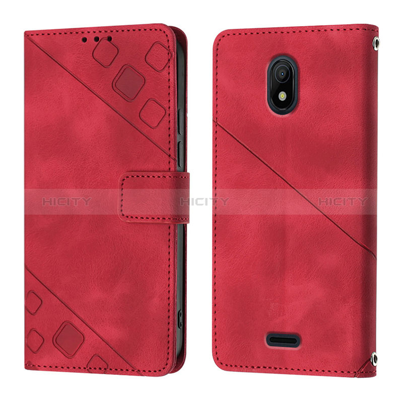 Funda de Cuero Cartera con Soporte Carcasa YB1 para Nokia C100 Rojo