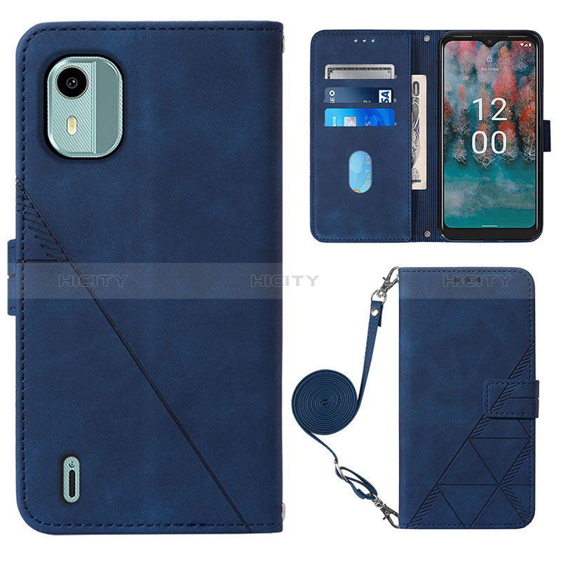 Funda de Cuero Cartera con Soporte Carcasa YB1 para Nokia C12 Plus Azul