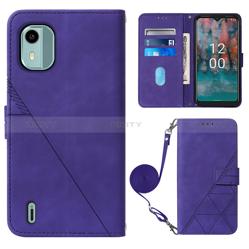 Funda de Cuero Cartera con Soporte Carcasa YB1 para Nokia C12 Plus Morado