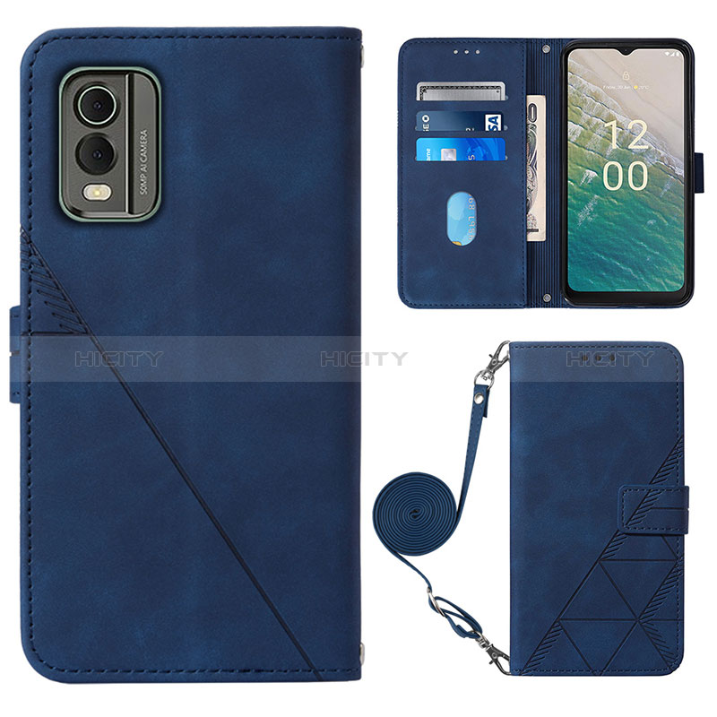 Funda de Cuero Cartera con Soporte Carcasa YB1 para Nokia C210 Azul