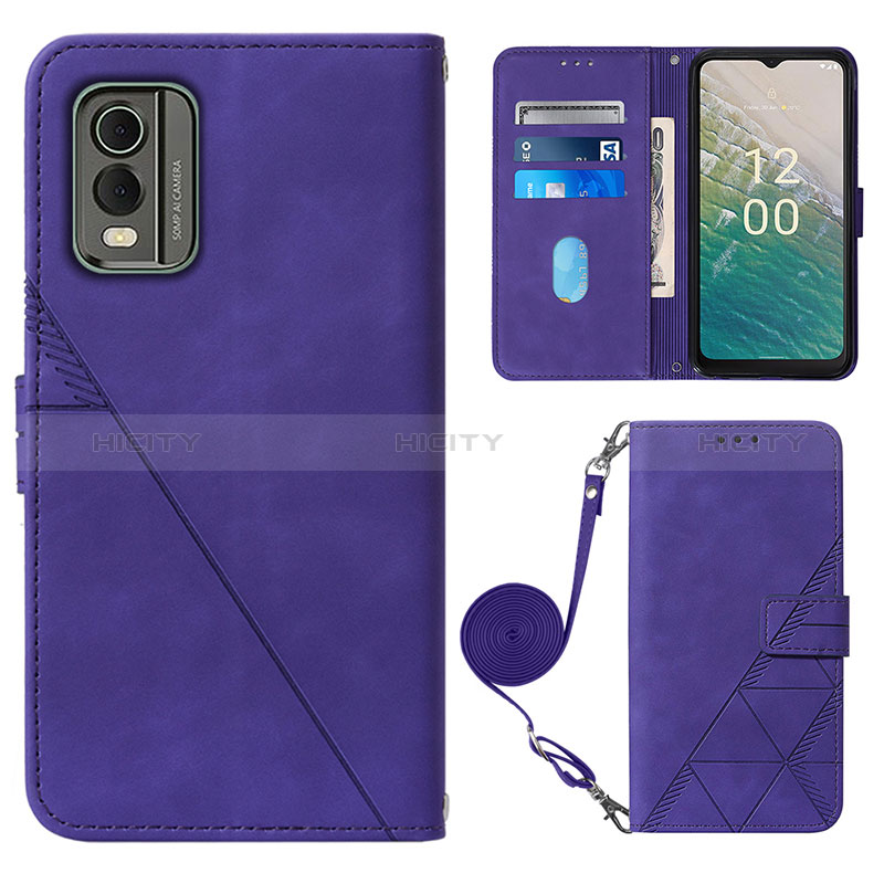 Funda de Cuero Cartera con Soporte Carcasa YB1 para Nokia C210 Morado