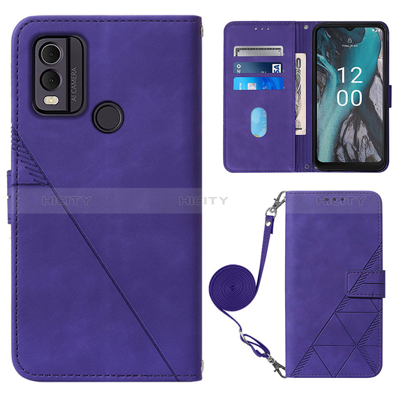 Funda de Cuero Cartera con Soporte Carcasa YB1 para Nokia C22 Morado