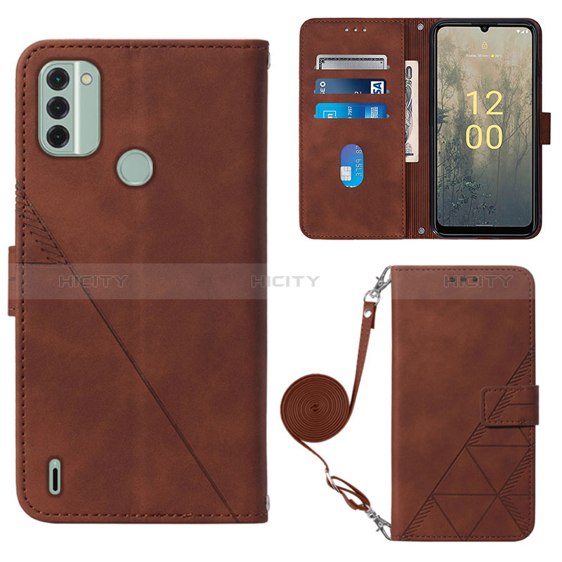 Funda de Cuero Cartera con Soporte Carcasa YB1 para Nokia C31 Marron