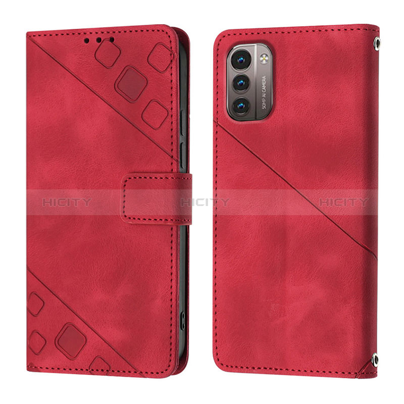 Funda de Cuero Cartera con Soporte Carcasa YB1 para Nokia G11 Rojo