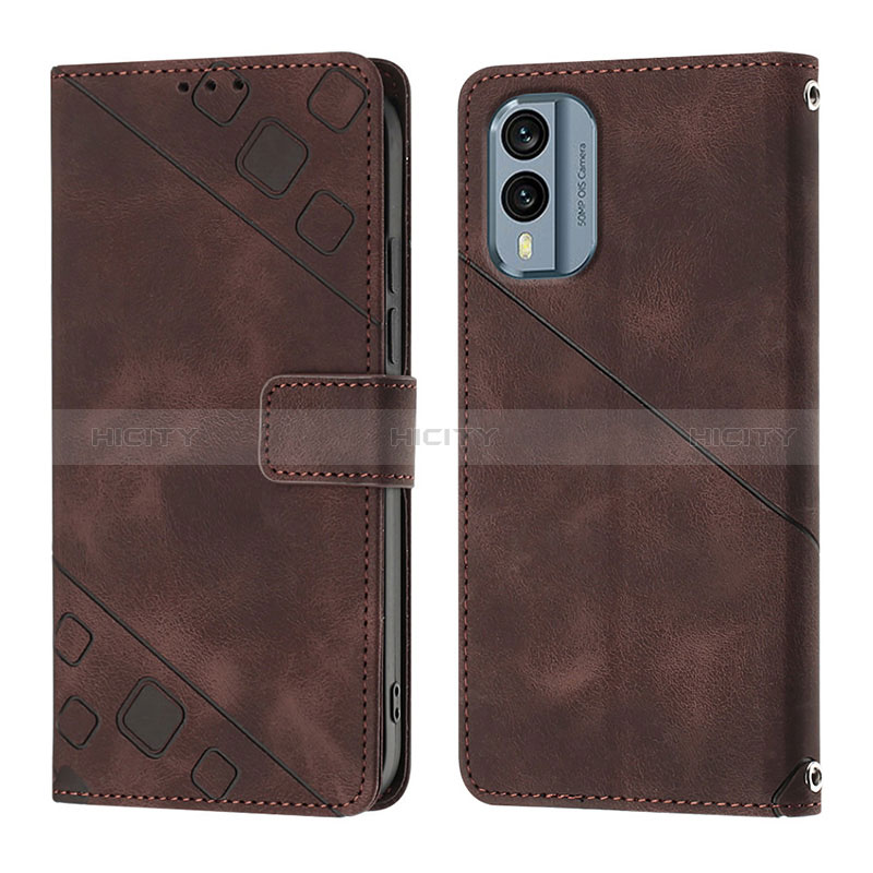 Funda de Cuero Cartera con Soporte Carcasa YB1 para Nokia X30 5G Marron