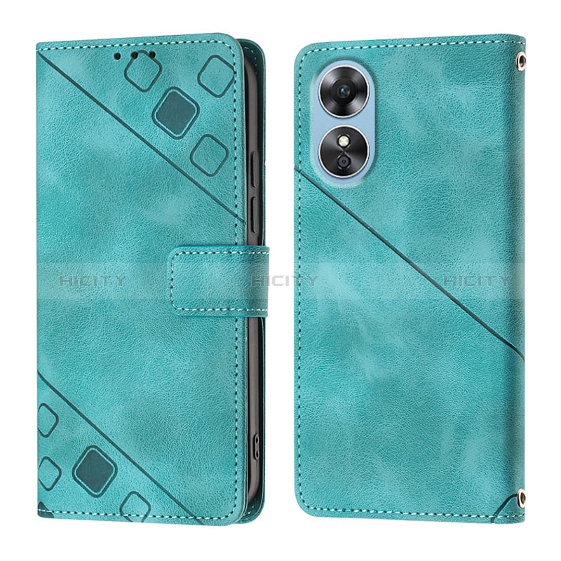 Funda de Cuero Cartera con Soporte Carcasa YB1 para Oppo A17 Verde