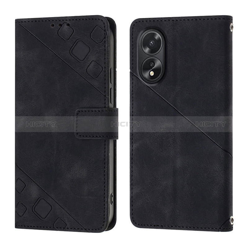 Funda de Cuero Cartera con Soporte Carcasa YB1 para Oppo A18 Negro