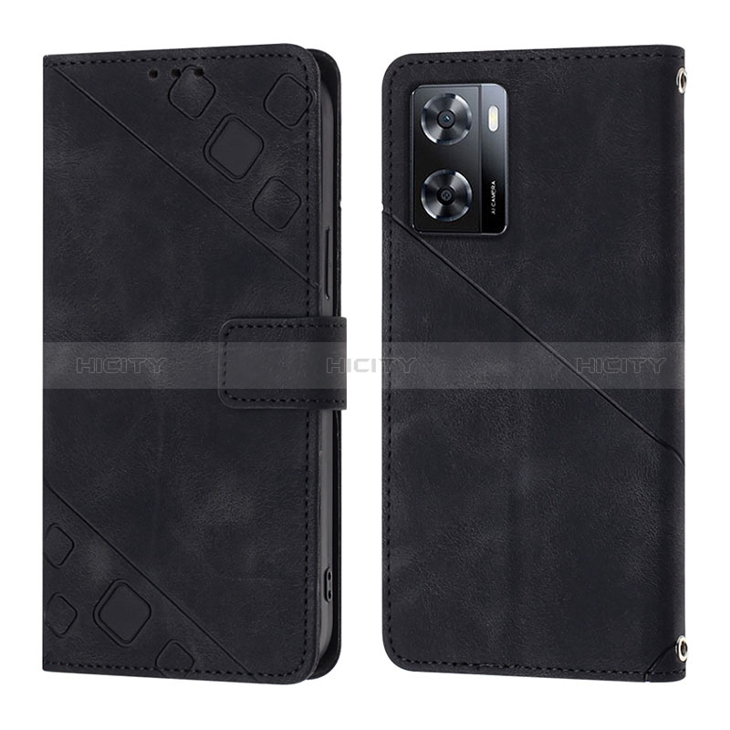 Funda de Cuero Cartera con Soporte Carcasa YB1 para Oppo A57e Negro