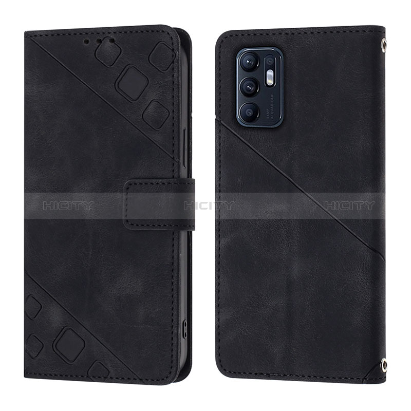 Funda de Cuero Cartera con Soporte Carcasa YB1 para Oppo Reno6 5G Negro