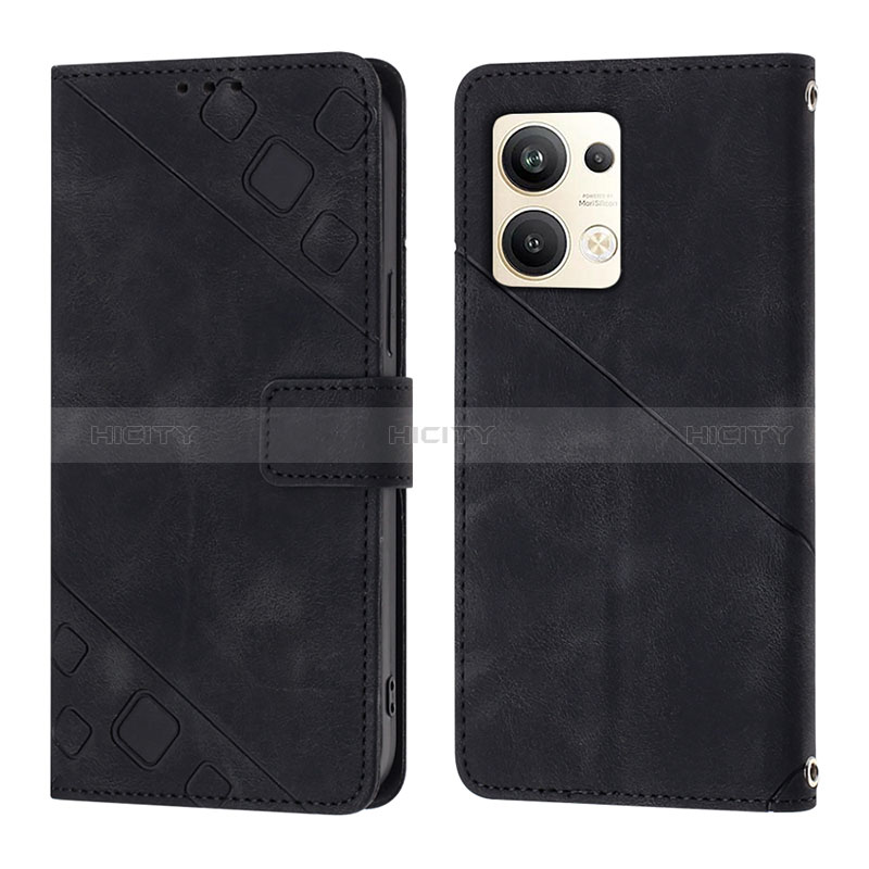 Funda de Cuero Cartera con Soporte Carcasa YB1 para Oppo Reno9 Pro+ Plus 5G Negro