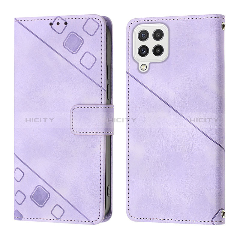 Funda de Cuero Cartera con Soporte Carcasa YB1 para Samsung Galaxy M32 4G Morado