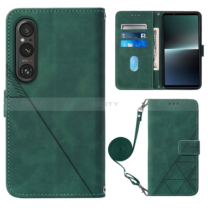 Funda de Cuero Cartera con Soporte Carcasa YB1 para Sony Xperia 1 V Verde