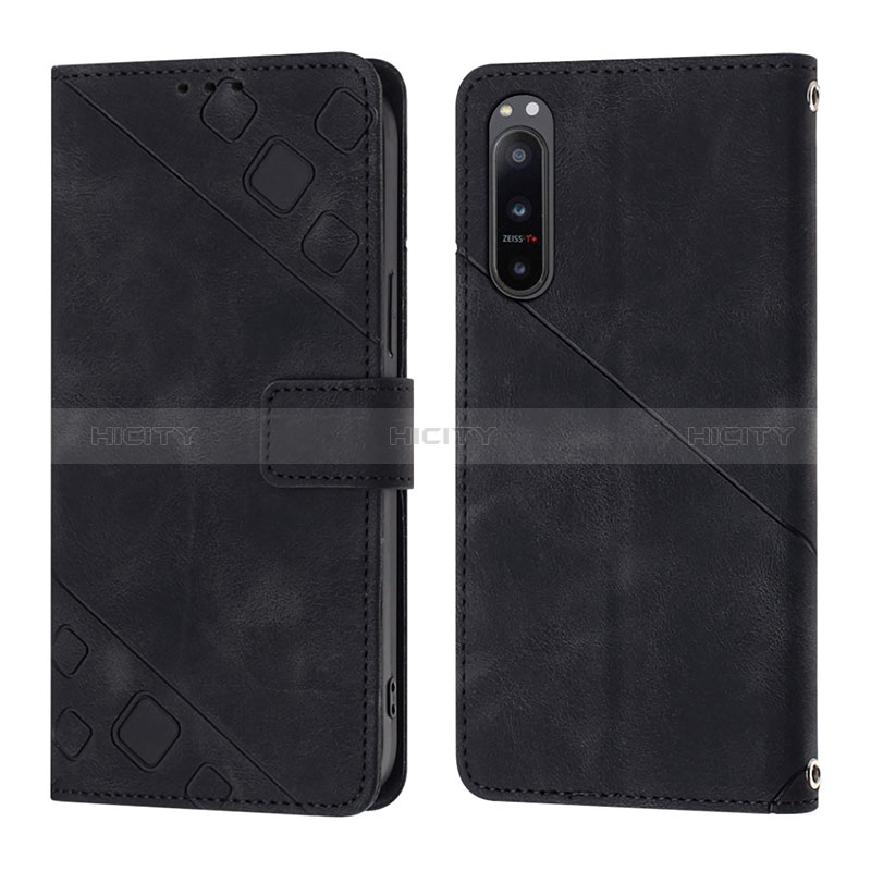 Funda de Cuero Cartera con Soporte Carcasa YB1 para Sony Xperia 5 IV Negro