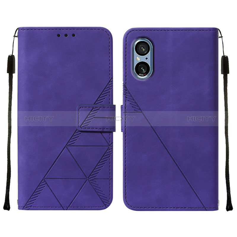 Funda de Cuero Cartera con Soporte Carcasa YB1 para Sony Xperia 5 V