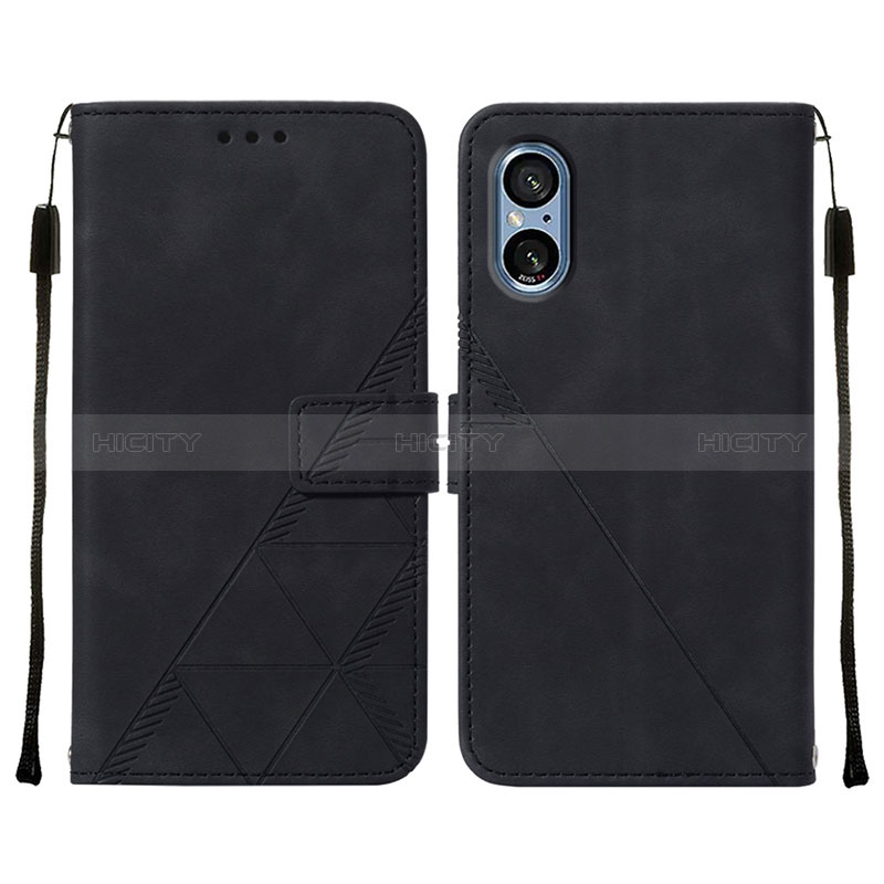 Funda de Cuero Cartera con Soporte Carcasa YB1 para Sony Xperia 5 V Negro