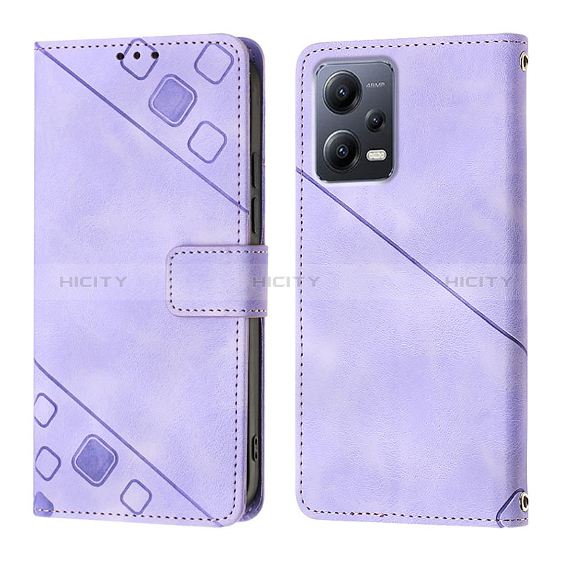 Funda de Cuero Cartera con Soporte Carcasa YB1 para Xiaomi Poco X5 5G Morado