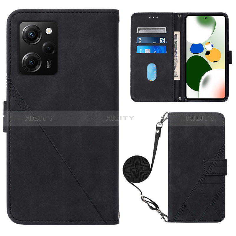 Funda de Cuero Cartera con Soporte Carcasa YB1 para Xiaomi Poco X5 Pro 5G Negro