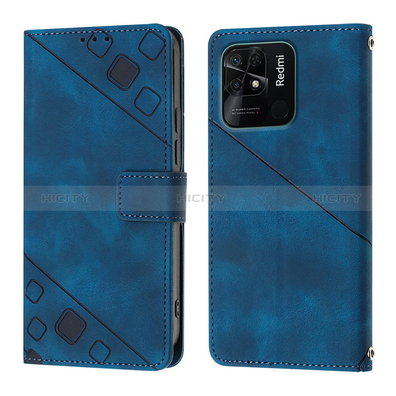 Funda de Cuero Cartera con Soporte Carcasa YB1 para Xiaomi Redmi 10 India Azul