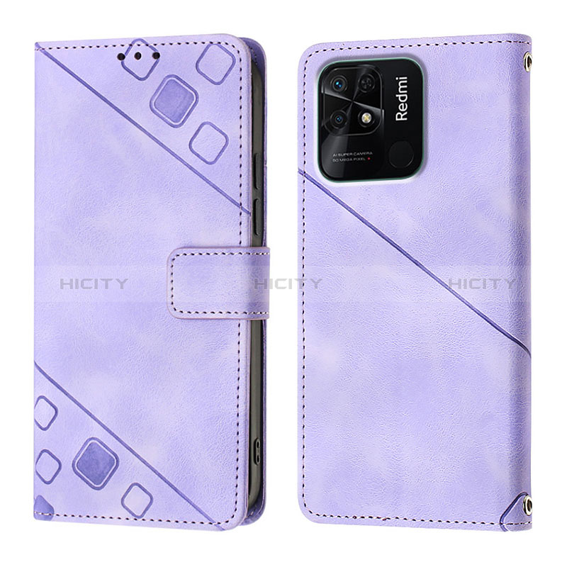 Funda de Cuero Cartera con Soporte Carcasa YB1 para Xiaomi Redmi 10 India Morado