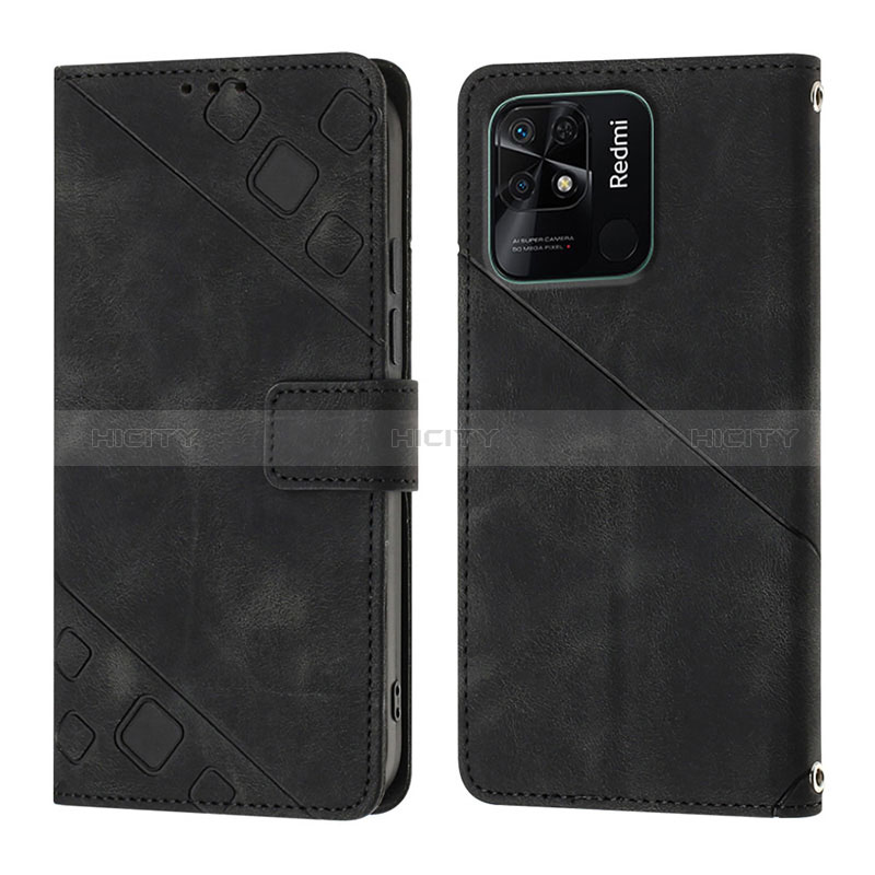 Funda de Cuero Cartera con Soporte Carcasa YB1 para Xiaomi Redmi 10 India Negro