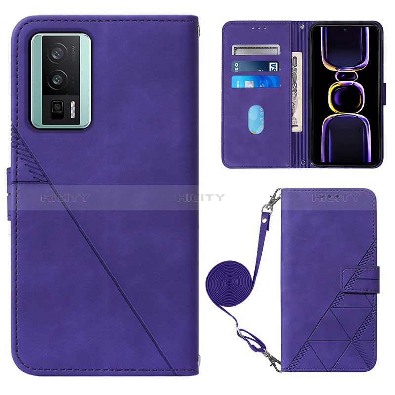 Funda de Cuero Cartera con Soporte Carcasa YB1 para Xiaomi Redmi K60 5G Morado