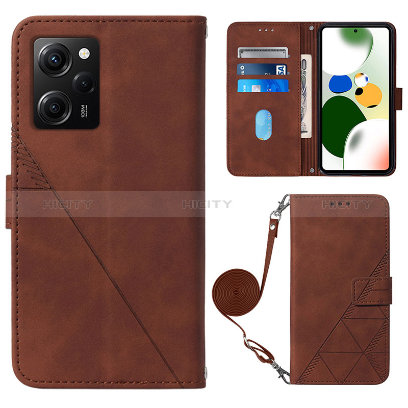 Funda de Cuero Cartera con Soporte Carcasa YB1 para Xiaomi Redmi Note 12 Pro Speed 5G Marron