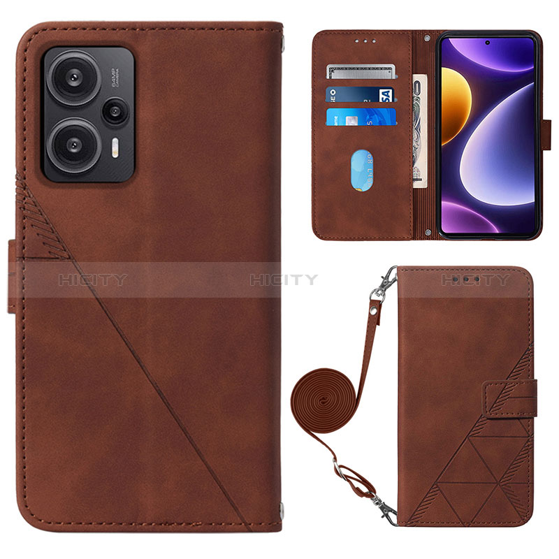 Funda de Cuero Cartera con Soporte Carcasa YB1 para Xiaomi Redmi Note 12 Turbo 5G Marron