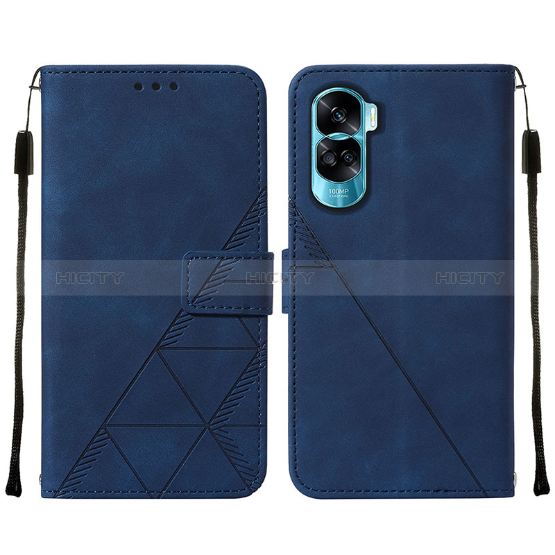 Funda de Cuero Cartera con Soporte Carcasa YB2 para Huawei Honor 90 Lite 5G Azul