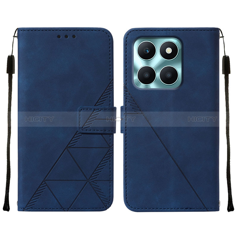 Funda de Cuero Cartera con Soporte Carcasa YB2 para Huawei Honor X6a Azul