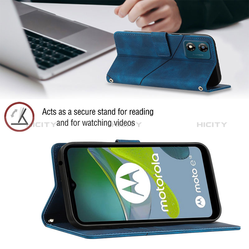 Funda de Cuero Cartera con Soporte Carcasa YB2 para Motorola Moto E13