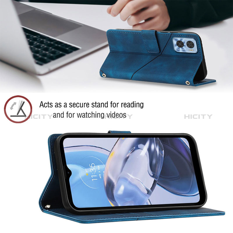 Funda de Cuero Cartera con Soporte Carcasa YB2 para Motorola Moto E22i