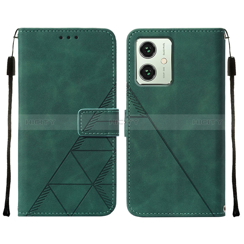 Funda de Cuero Cartera con Soporte Carcasa YB2 para Motorola Moto G54 5G Verde